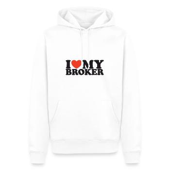 J’aime ma chemise Broker Heart - Sweat à capuche Premium bio Homme - blanc - Devant - Nico (187cm)