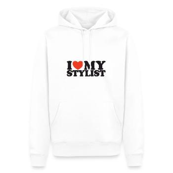 I love my stylist Herz Shirt - Männer Premium Bio Hoodie - Weiß - Vorne - Nico (187cm)
