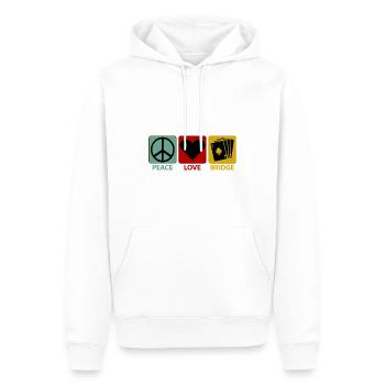 Joueur de bridge Fille Joueur de bridge Paroles de paix - Sweat à capuche Premium bio Homme - blanc - Devant - Nico (187cm)