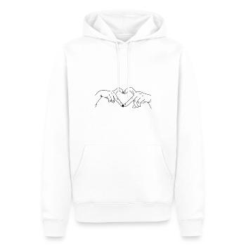 Hände Herz - Männer Premium Bio Hoodie - Weiß - Vorne - Nico (187cm)