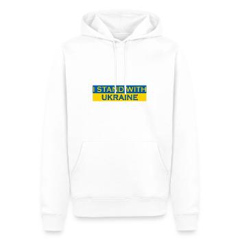 I Stand With Ukraine Krieg Russland Frieden Spruch - Männer Premium Bio Hoodie - Weiß - Vorne - Nico (187cm)