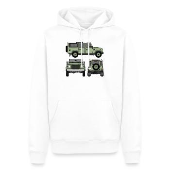Defender 110 - Côtés - Sweat à capuche Premium bio Homme - blanc - Devant - Nico (187cm)
