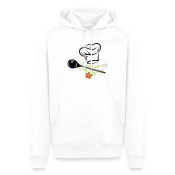 Cuillère en bois - Sweat à capuche Premium bio Homme - blanc - Devant - Nico (187cm)