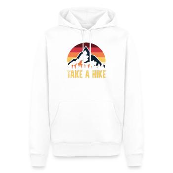 Take a Hike: Retro Mountain Sunset - Men’s Premium Organic Hoodie - white - Front - Nico (187cm)