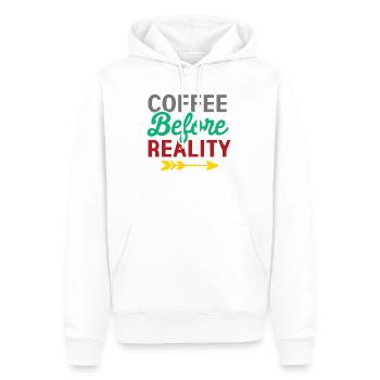 Le café avant la réalité - Sweat à capuche Premium bio Homme - blanc - Devant - Nico (187cm)