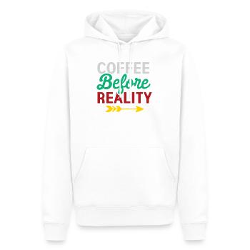 Le café avant la réalité - Sweat à capuche Premium bio Homme - blanc - Devant - Nico (187cm)