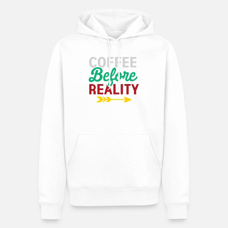 Le café avant la réalité - Sweat à capuche Premium bio Homme - blanc
