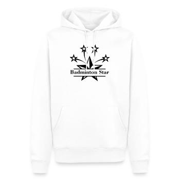 Stern mit Balken dazwischen und Text "Badminton Star" - Männer Premium Bio Hoodie - Weiß - Vorne - Nico (187cm)