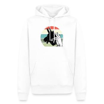 Giraffen-Silhouette Retro-Sonnenuntergang - Männer Premium Bio Hoodie - Weiß - Vorne - Nico (187cm)