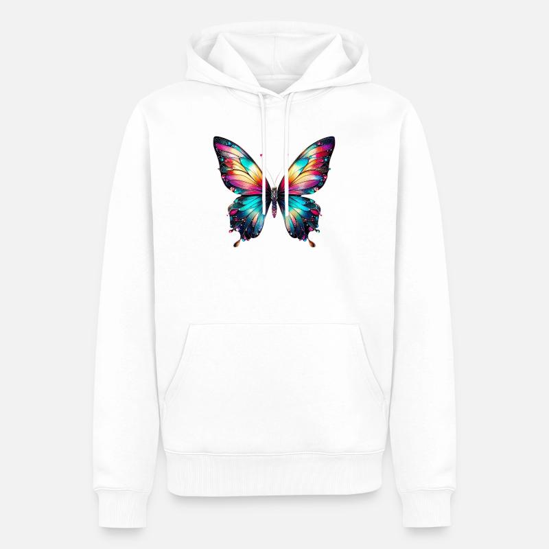 Papillon - Sweat à capuche Premium bio Homme - blanc