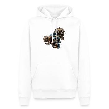 Superbe crâne steampunk sombre avec des roses - Sweat à capuche Premium bio Homme - blanc - Devant - Nico (187cm)