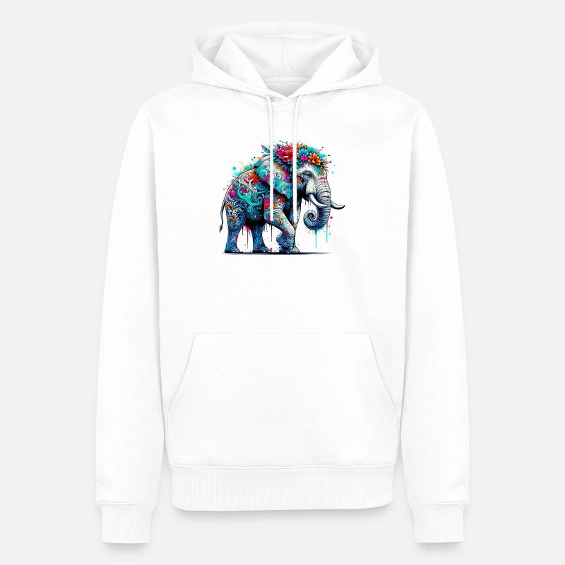 Elefant - Männer Premium Bio Hoodie - Weiß