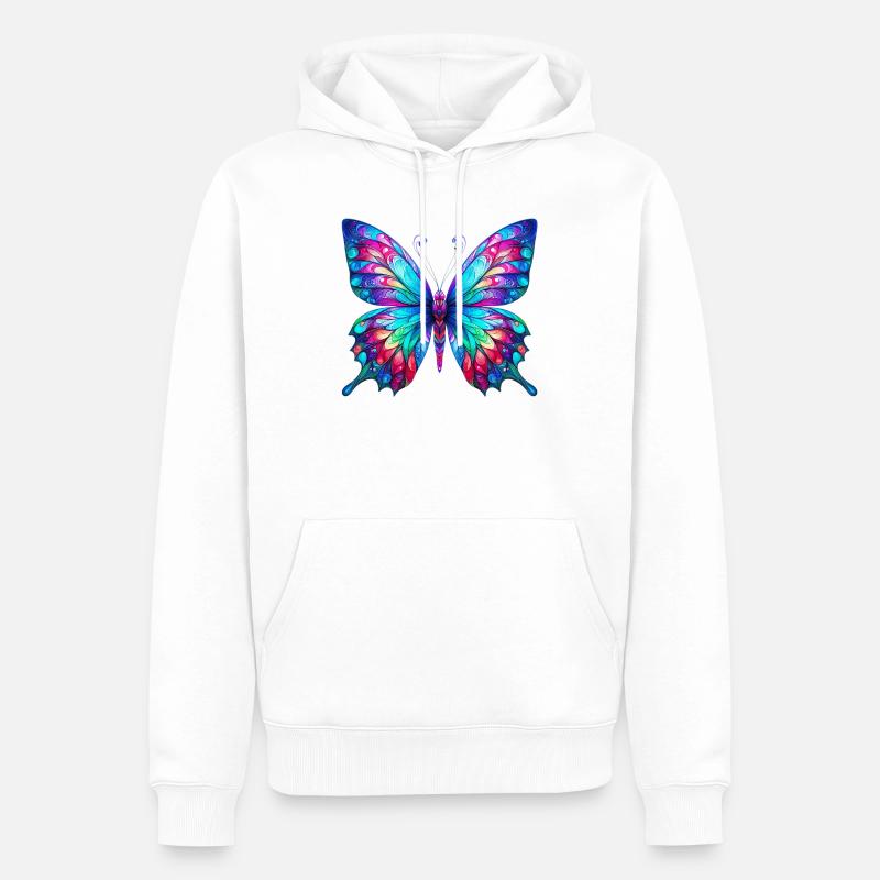 Papillon - Sweat à capuche Premium bio Homme - blanc