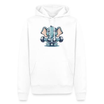 niedlicher Cartoon-Elefant macht Krafttraining - Männer Premium Bio Hoodie - Weiß - Vorne - Nico (187cm)