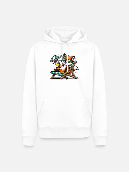 Fuchs am Strand - Männer Premium Bio Hoodie - Weiß