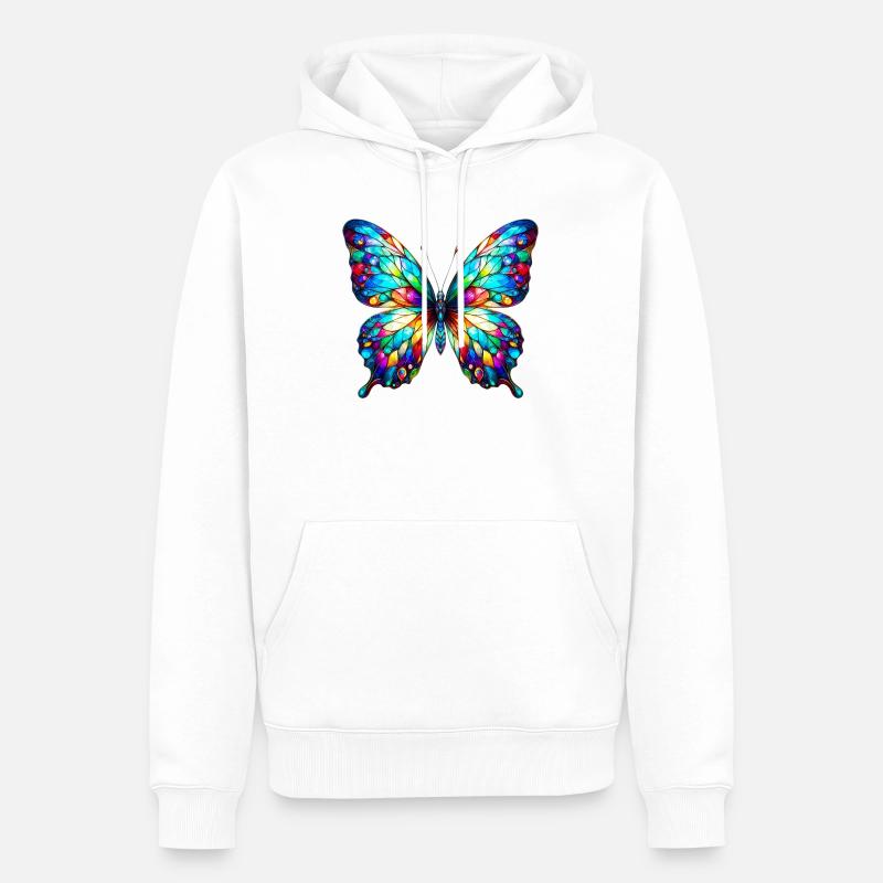 Papillon - Sweat à capuche Premium bio Homme - blanc