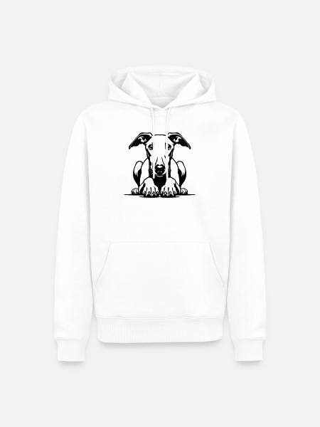 Whippet Head with Paws - Men’s Premium Organic Hoodie - white
