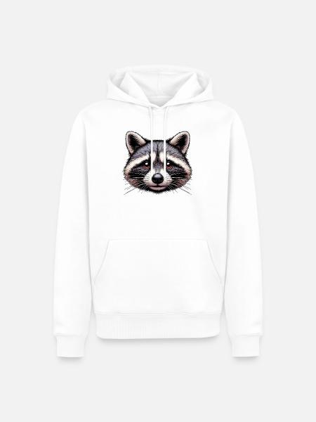 Waschbär - Männer Premium Bio Hoodie - Weiß
