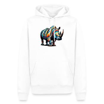 Rhinocéros - Sweat à capuche Premium bio Homme - blanc - Devant - Nico (187cm)