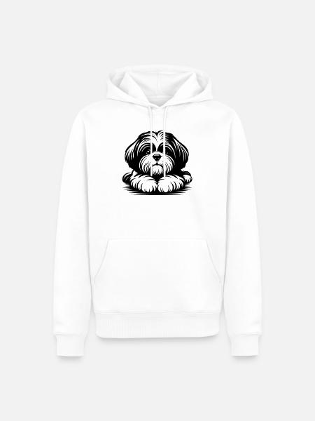 Shih Tzu Head with Paws - Men’s Premium Organic Hoodie - white