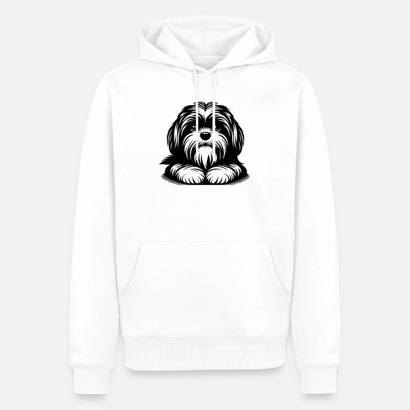 Shih Tzu Kopf mit Pfoten - Männer Premium Bio Hoodie - Weiß