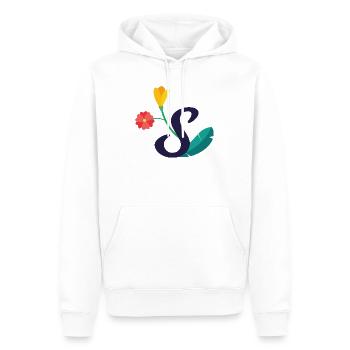Eleganter Buchstabe 'S' mit Blumen - Männer Premium Bio Hoodie - Weiß - Vorne - Nico (187cm)