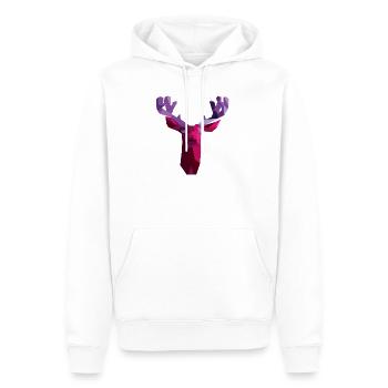 Roter geometrischer Hirsch mit Amethysthörnern - Männer Premium Bio Hoodie - Weiß - Vorne - Nico (187cm)