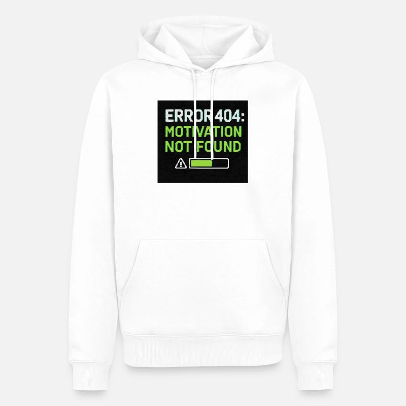 Error 404: Motivation Not Found  - Männer Premium Bio Hoodie - Weiß