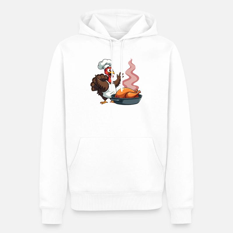 Cuisinier de dinde de Thanksgiving - Sweat à capuche Premium bio Homme - blanc