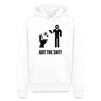 Quit The Shit! (Cannabis / Marihuana / Hanf / B) - Männer Premium Bio Hoodie - Weiß - Vorne - Nico (187cm)