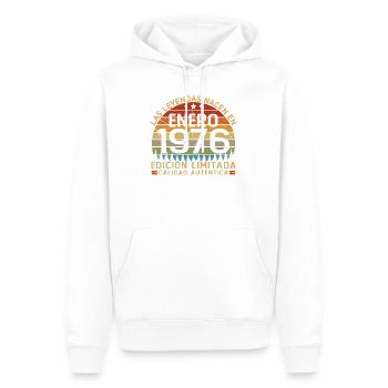 Né en janvier 1976, 50 ans d’anniversaire - Sweat à capuche Premium bio Homme - blanc - Devant - Nico (187cm)