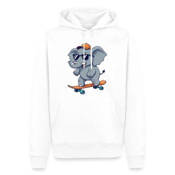 Drôle d’Elephnat patinant sur un skateboard cartoon Skate - Sweat à capuche Premium bio Homme - blanc - Devant - Nico (187cm)