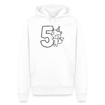 Party-Fuchs mit Zahl 5 Cartoon Illustration - Männer Premium Bio Hoodie - Weiß - Vorne - Nico (187cm)