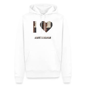 Amsterdam Brick Heart Emblem Tee - Männer Premium Bio Hoodie - Weiß - Vorne - Nico (187cm)