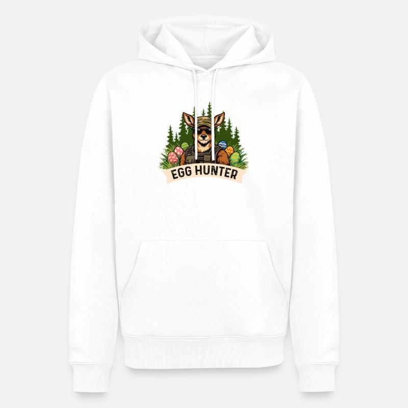 Egg Hunter Osterhase Frühling Eierfärben - Männer Premium Bio Hoodie - Weiß