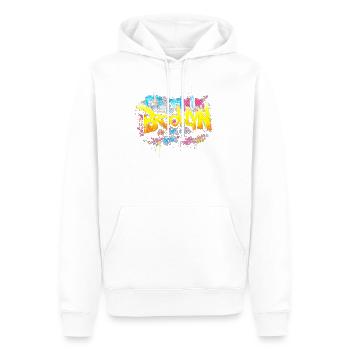 Brooklyn Graffiti Neon City Splash - Männer Premium Bio Hoodie - Weiß - Vorne - Nico (187cm)