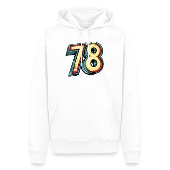 78 Zahl Bunt - Männer Premium Bio Hoodie - Weiß - Vorne - Nico (187cm)