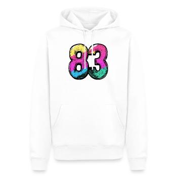 83 Number Colorful - Herre Premium økologisk hoodie - hvid - Foran - Nico (187cm)