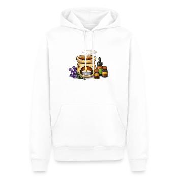 Lavender Scented Candle Warmer Set - Men’s Premium Organic Hoodie - white - Front - Nico (187cm)