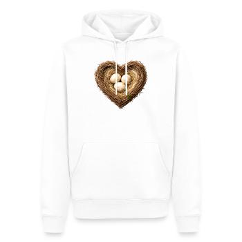 Nid d’oiseau en forme de cœur avec des œufs - Sweat à capuche Premium bio Homme - blanc - Devant - Nico (187cm)