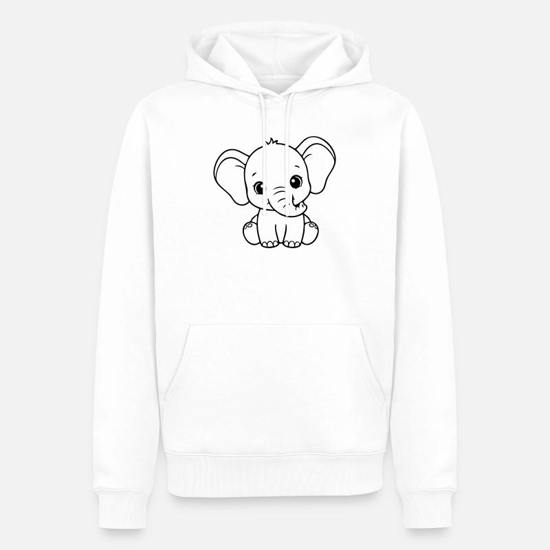 Bébé éléphant mignon – Noir et Blanc - Sweat à capuche Premium bio Homme - blanc