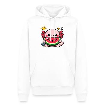Kawaii Melons Axolotl Design - Sweat à capuche Premium bio Homme - blanc - Devant - Nico (187cm)