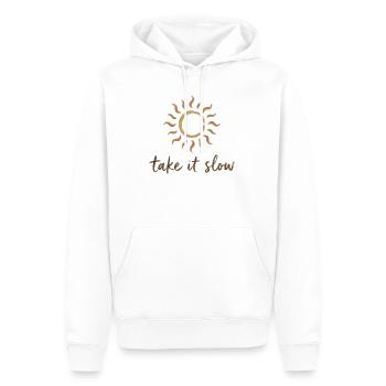 Take It Slow Sun Logo - Sweat à capuche Premium bio Homme - blanc - Devant - Nico (187cm)