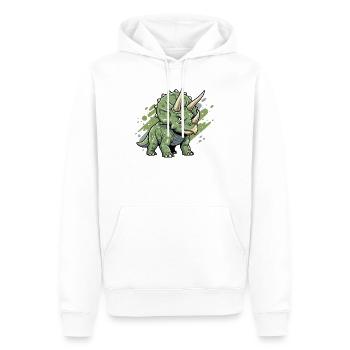 Grüner Triceratops-Doodle - Männer Premium Bio Hoodie - Weiß - Vorne - Nico (187cm)