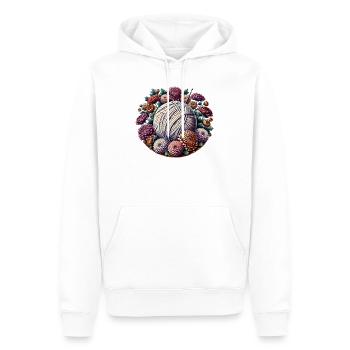 Blumengarnknäuel mit Blüten - Männer Premium Bio Hoodie - Weiß - Vorne - Nico (187cm)