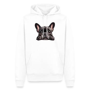 Kuschelbuldog Blickfang Grafik - Männer Premium Bio Hoodie - Weiß - Vorne - Nico (187cm)