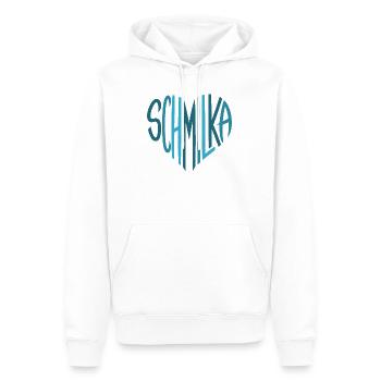 Schmilka Herzschrift Logo - Männer Premium Bio Hoodie - Weiß - Vorne - Nico (187cm)