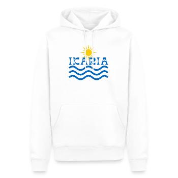 Ikaria Sun & Waves - Men’s Premium Organic Hoodie - white - Front - Nico (187cm)