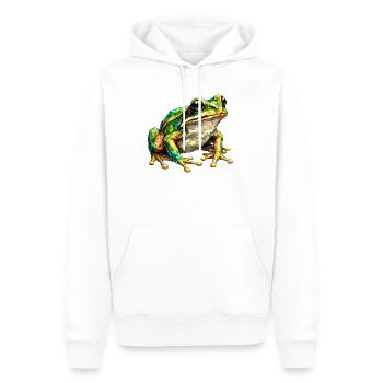 Mosaïque géométrique de grenouilles - Sweat à capuche Premium bio Homme - blanc - Devant - Nico (187cm)