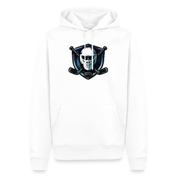 Blason du masque de hockey sur glace - Sweat à capuche Premium bio Homme - blanc - Devant - Nico (187cm)